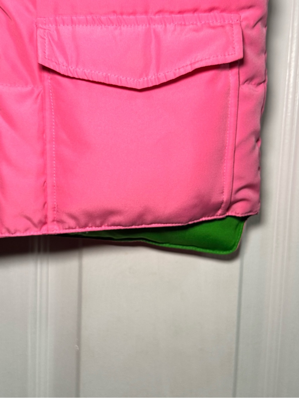 Victoria’s Secret PINK Y2K Reversible Down Puffer Vest Pink Green XS/S - Picture 5 of 10